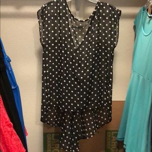Black blouse with white polka dots